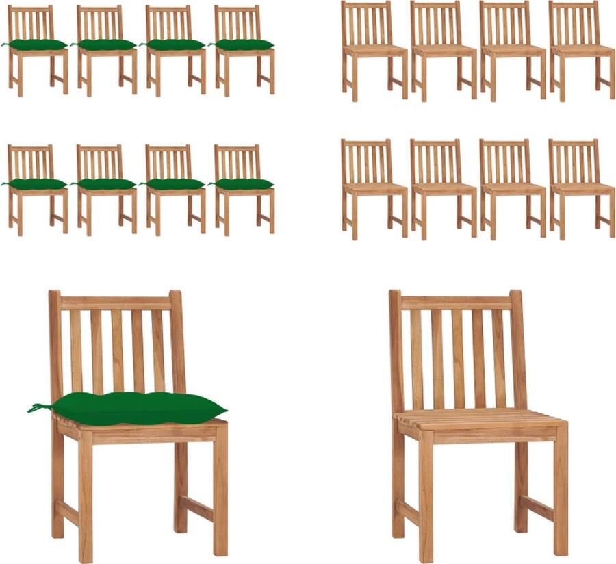 VidaXL Tuinstoelen 8 st met kussens massief teakhout Tuinstoel Tuinstoelen Buitenstoel Buitenstoelen