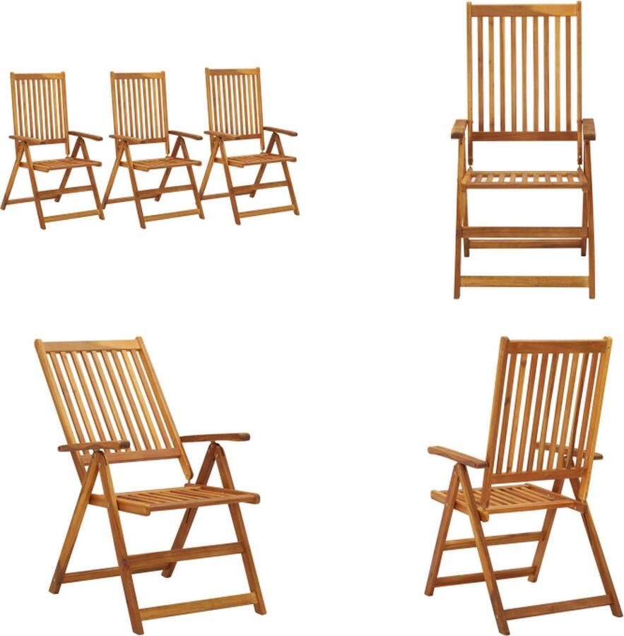 VidaXL Tuinstoelen verstelbaar 3 st massief acaciahout Tuinstoel Tuinstoelen Stoel Stoelen