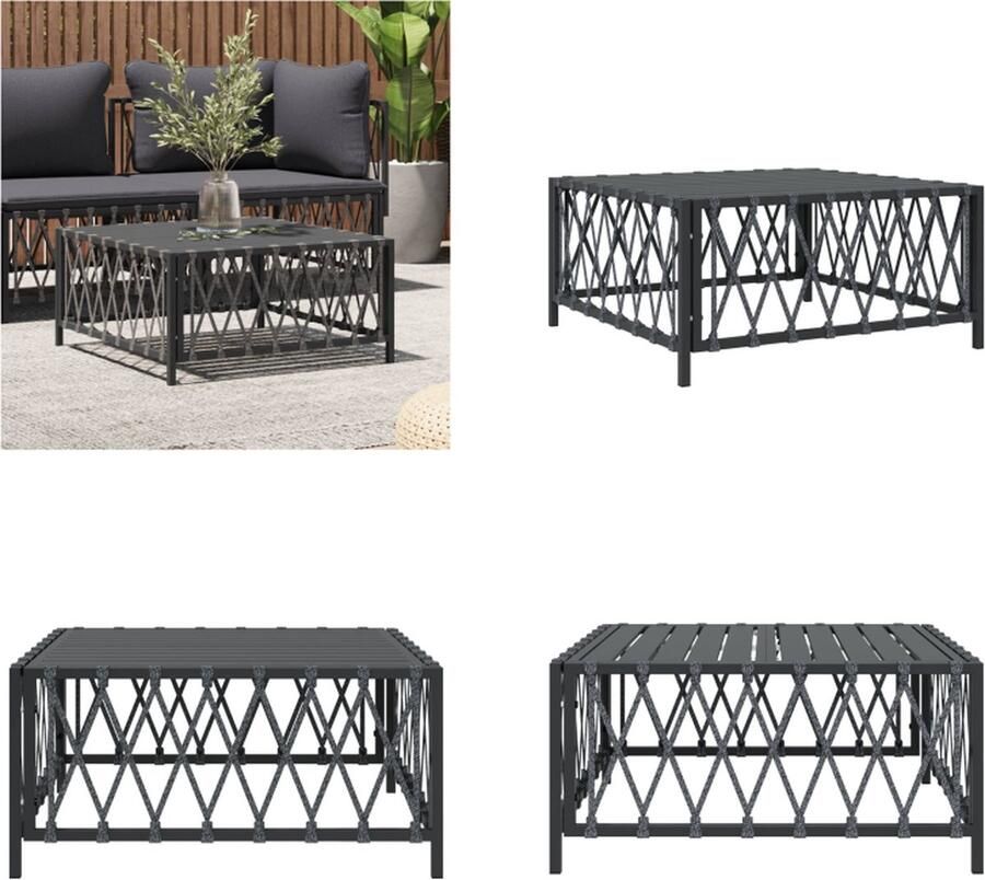 VidaXL Tuintafel 70x70x34 cm geweven stof antracietkleurig Tuintafel Tuintafels Picknicktafel Tuinmeubel