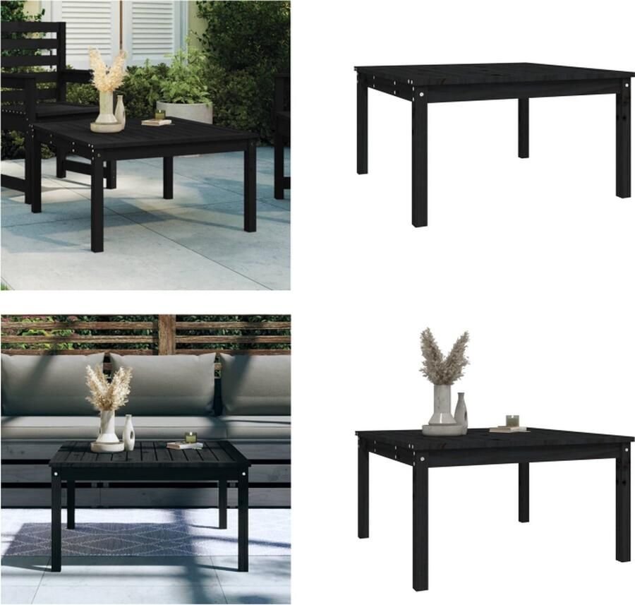 VidaXL Tuintafel 82-5x82-5x45 cm massief grenenhout zwart Tuintafel Tuintafels Tuin Tafel Bijzettafel