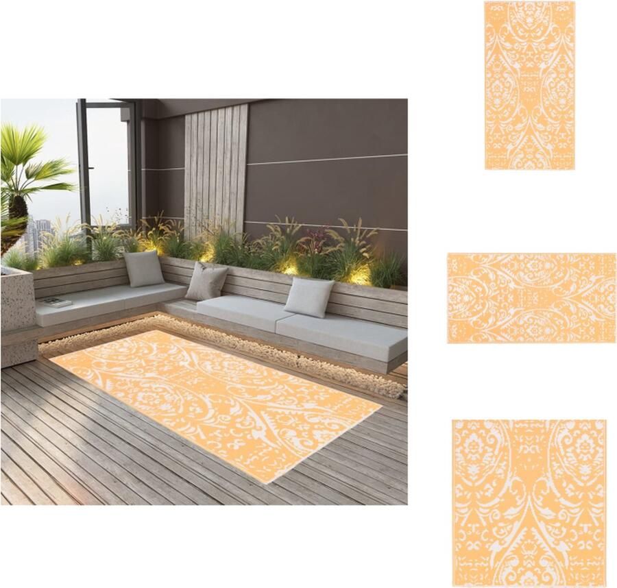 VidaXL Tuintapijt Jacquard 80 x 150 cm Oranje en wit PP materiaal Buitenkeuken