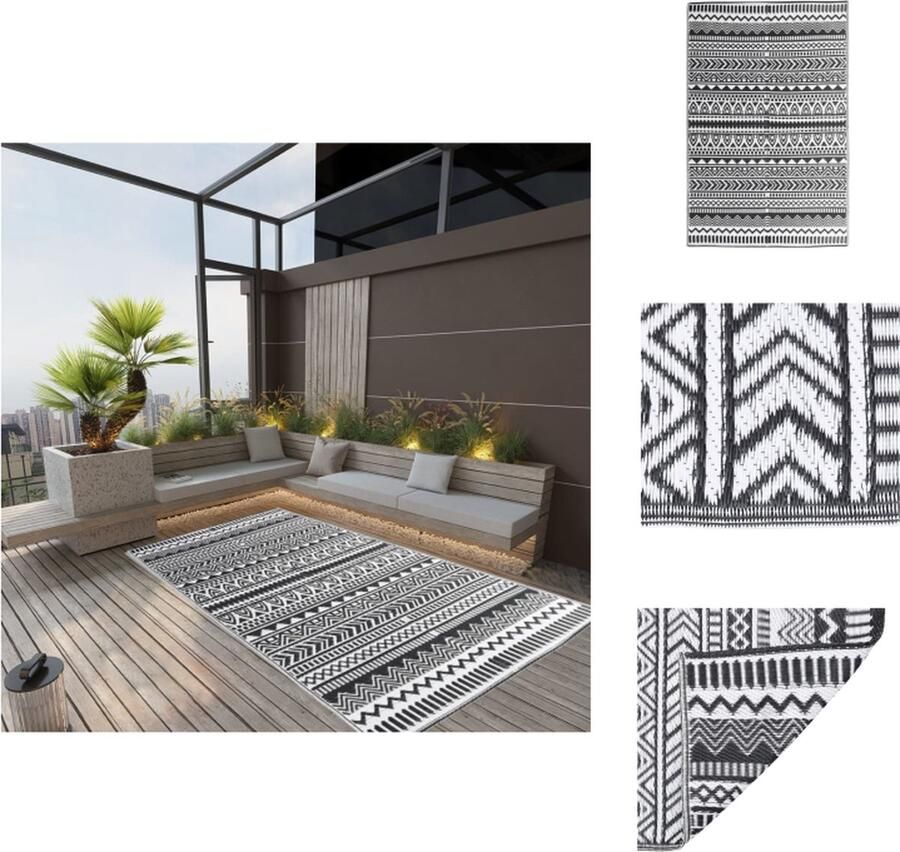 VidaXL Tuintapijt Trendy Decoratieve aanvulling 160x230 cm Zwart PP materiaal Buitenkeuken