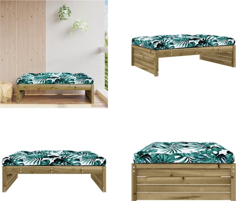 VidaXL Tuinvoetenbank 120x80 cm geïmpregneerd grenenhout Tuinvoetenbank Tuinvoetenbanken Voetenbank Voetensteun