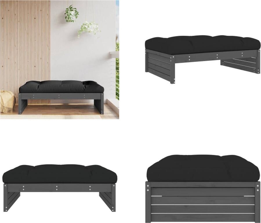 VidaXL Tuinvoetenbank 120x80 cm massief grenenhout grijs Tuinvoetenbank Tuinvoetenbanken Voetenbank Voetensteun