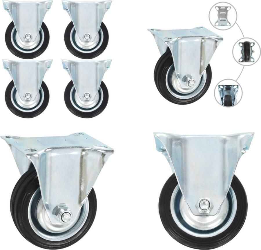 VidaXL Vaste wielen 4 st 75 mm Vast Wiel Vaste Wielen Trolley Wiel Trolley Wielen