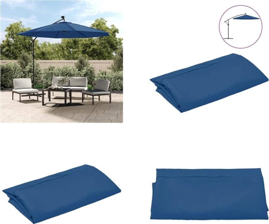 VidaXL Vervangingsdoek voor zweefparasol 300 cm azuurblauw Vervangend Doek Vervangende Doeken Vervangingsdoek Vervangingsdoeken