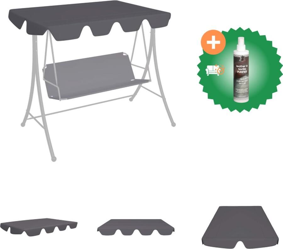 VidaXL Vervangingsluifel voor schommelbank 150 130x70 105 cm antraciet Partytent Inclusief Reiniger
