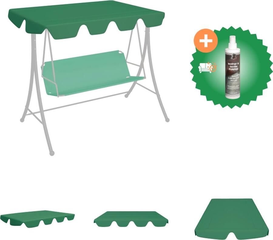 VidaXL Vervangingsluifel voor schommelbank 150 130x70 105 cm groen Partytent Inclusief Reiniger