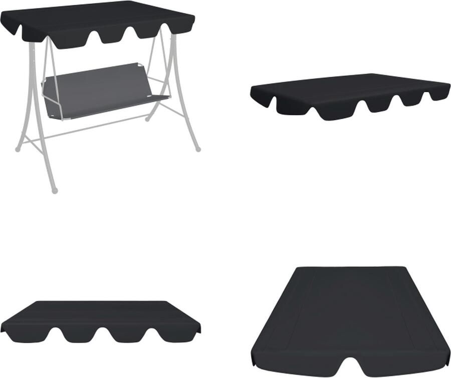 VidaXL Vervangingsluifel voor schommelbank 150 130x70 105 cm zwart Luifel Luifels Overkapping Overkappingen