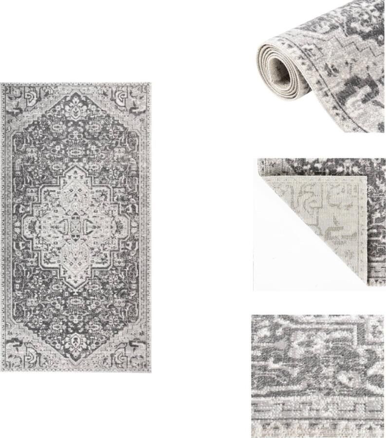 VidaXL Vloerkleed Binnen en buiten Lichtgrijs 80x150cm Dubbellaags jacquard Buitenkeuken
