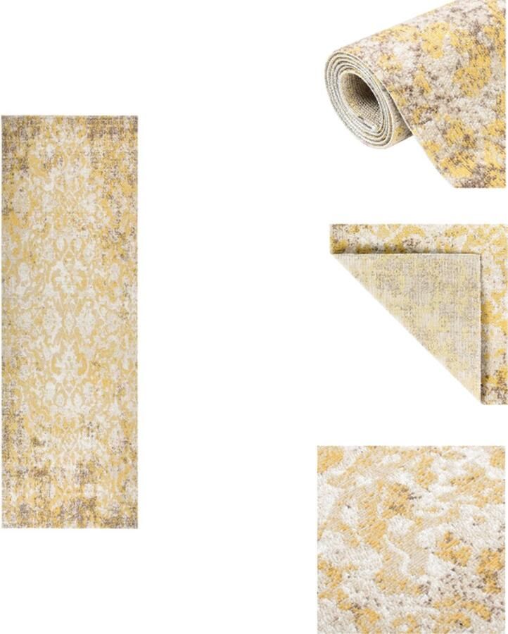 VidaXL Vloerkleed geel PP 80 x 250 cm dubbellaags jacquard Buitenkeuken