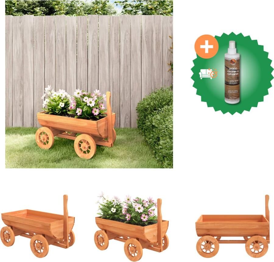 VidaXL Wagen decoratief 70x43x54 cm massief vurenhout Kruiwagen Inclusief Houtreiniger en verfrisser