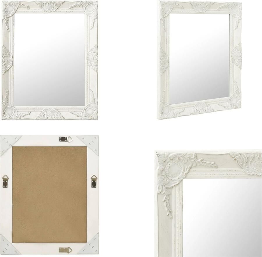 VidaXL Wandspiegel barok stijl 50x60 cm wit Wandspiegel Wandspiegels Spiegel Badkamerspiegel