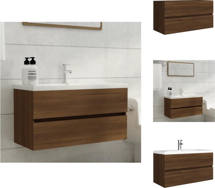 VidaXL Wastafelkast Bruineiken 90x38.5x45 cm Hoge kwaliteit Badkamerkast