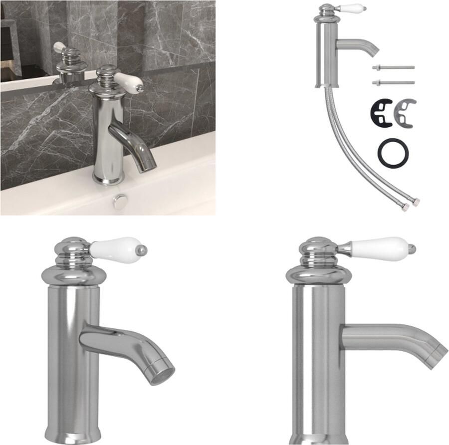 VidaXL Wastafelkraan 130x180 mm zilverkleurig Wastafelkraan Wastafelkranen Kraan Kranen