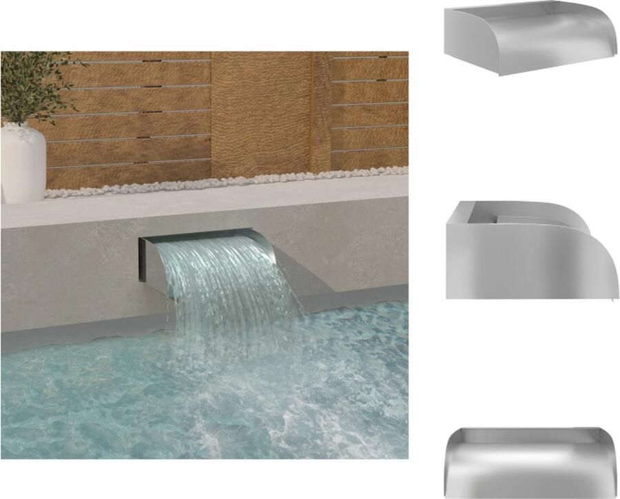 VidaXL Waterval Decoratieve RVS 304 45x34x14cm Chloorwaterbestendig Constante waterstroom Zilver Montage vereist Fontein