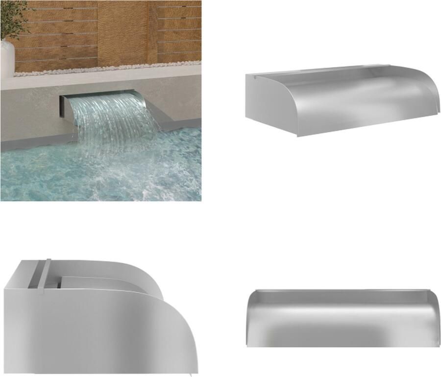 VidaXL Waterval met LED's 60x34x14 cm roestvrij staal 304 Waterval Watervallen Waterval Met LED Watervallen Met LED's