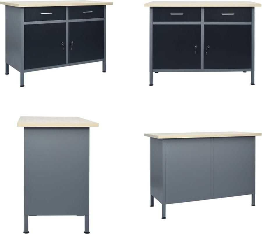 VidaXL Werkbank 120x60x85 cm staal zwart Werkbank Werkbanken Werktafel Werktafels