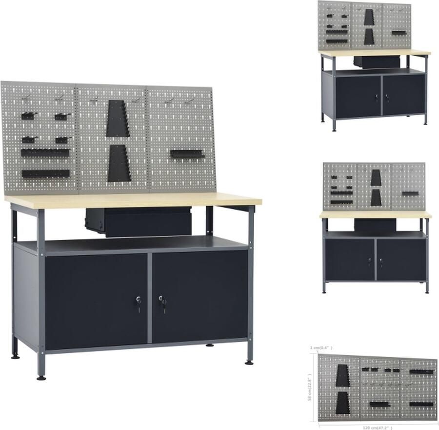 VidaXL Werkbanken en Wandpanelen Werkbank 120x60x85cm Draagvermogen 300kg Werkbank