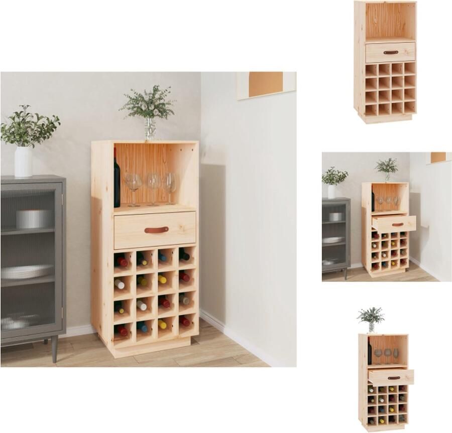 VidaXL Wijnkast Grenenhout 45x34x100 cm 16 flessen Inclusief montagehandleiding Wijnrek