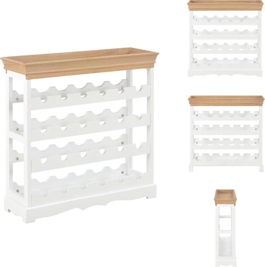 VidaXL Wijnrek Bruin-Wit 70 x 22.5 x 70.5 cm 24 flessen Wijnrek