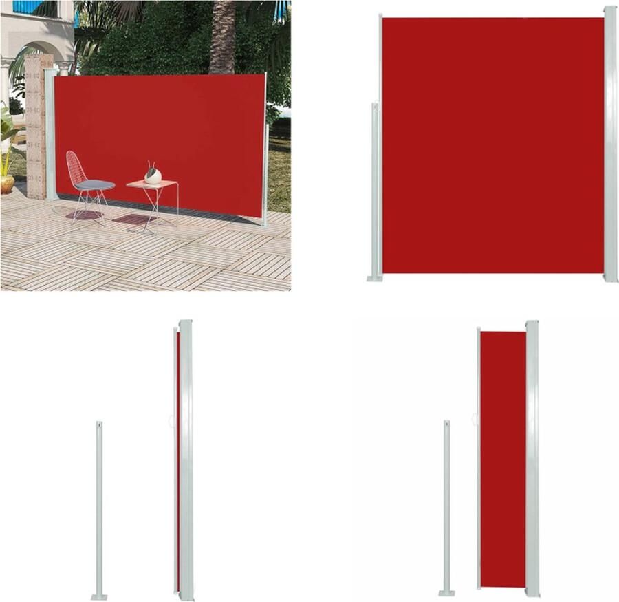 VidaXL Wind- zonnescherm uittrekbaar 160x300 cm rood Tuinscherm Tuinschermen Terrasscherm Terrasschermen