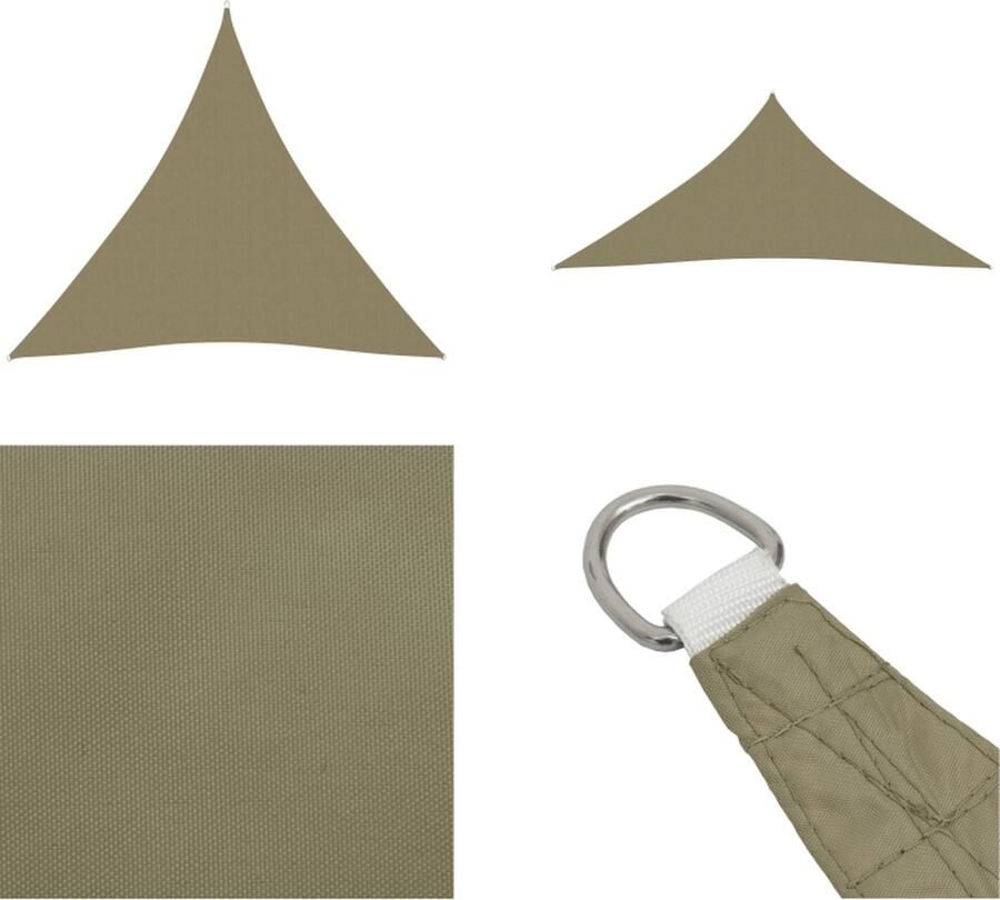 VidaXL Zonnescherm driehoekig 3x3x3 m oxford stof beige Zonnezeil Zonnezeilen Zonnedoek Zonnedoeken