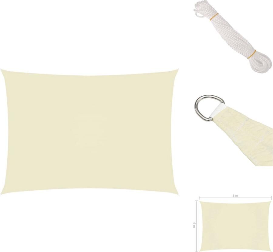 VidaXL Zonnezeil Rechthoekig 6x8m Crème PU-gecoat Oxford Waterbestendig Parasol