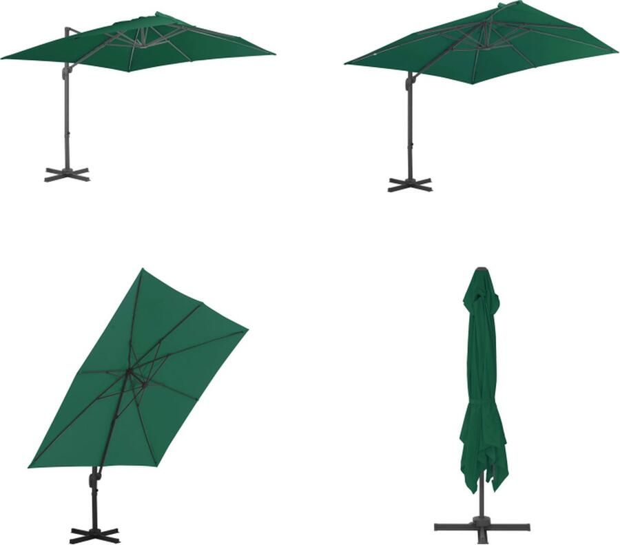 VidaXL Zweefparasol met aluminium paal 300x300 cm groen Zweefparasol Zweefparasols Parasol Parasols