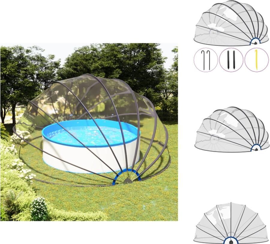 VidaXL Zwembadkoepel Transparant Ø559x275 cm PVC en glasvezel Zwembad afdekzeil