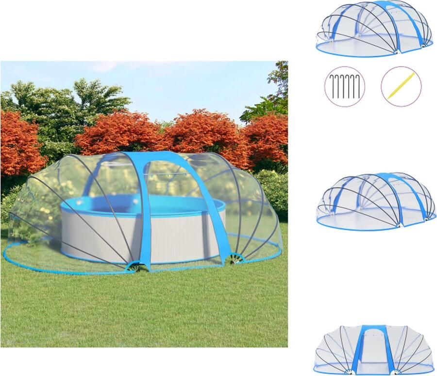 VidaXL Zwembadkoepel UPF 30 PVC en glasvezelconstructie 530 x 410 x 205 cm Met deuren Geschikt voor in- en bovengronds zwembad afdekzeil