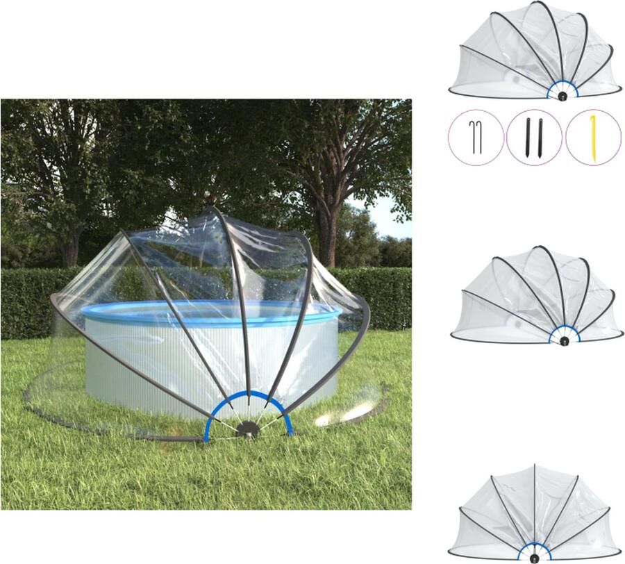 VidaXL Zwembadkoepel UPF 30 PVC Glasvezel 500x250 cm 12.5 mm palen Zwembad afdekzeil