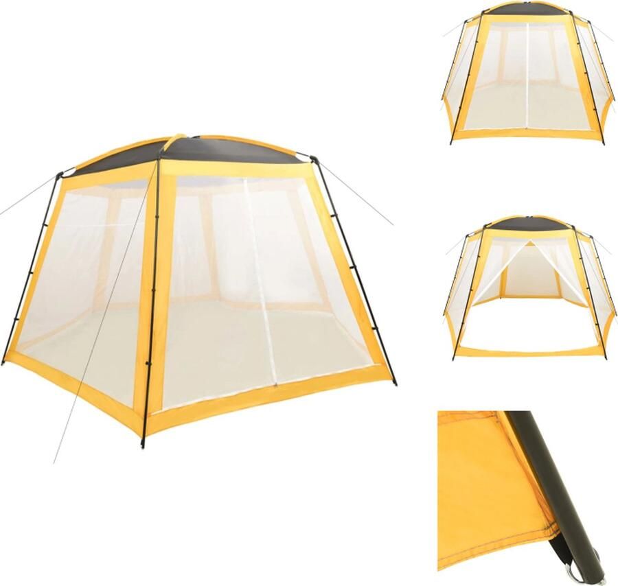 VidaXL Zwembadtent Geel Stof met PA-coating en staal 500 x 433 x 250 cm Uv- en waterbestendig Zwembadfilterpomp