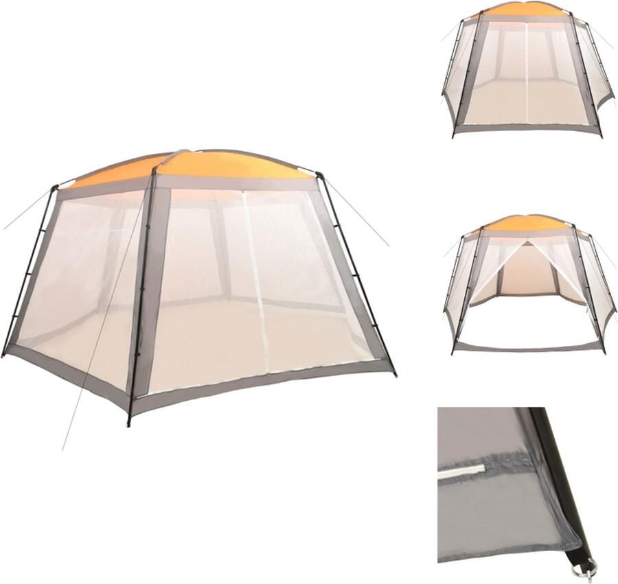 VidaXL Zwembadtent Grijs 660 x 580 x 250 cm UV- en waterbestendig Zwembadfilterpomp