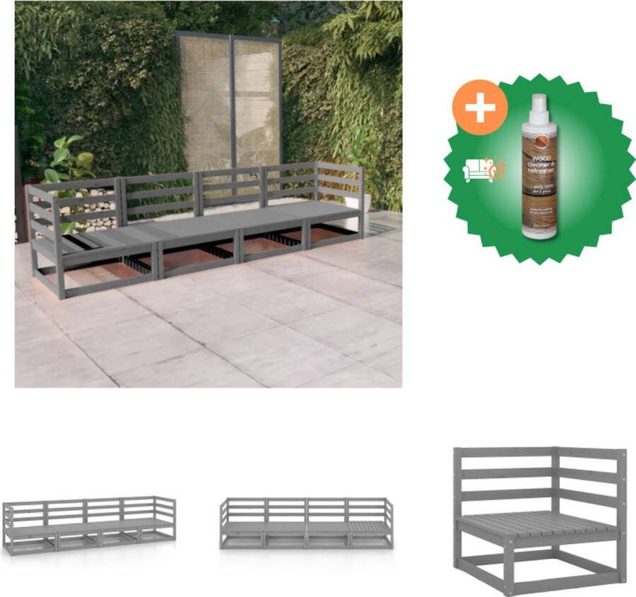 VidaXL Vierzitsbank Houten Grijs 70 x 70 x 67 cm Modulair Loungebank Inclusief Houtreiniger en verfrisser