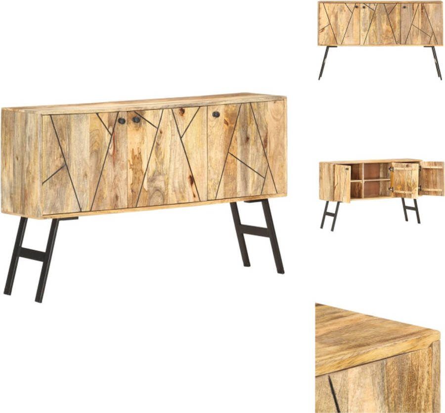 VidaXL Vintage Massief Mangohouten Dressoir 118 x 30 x 75 cm Bruin Keukenkast