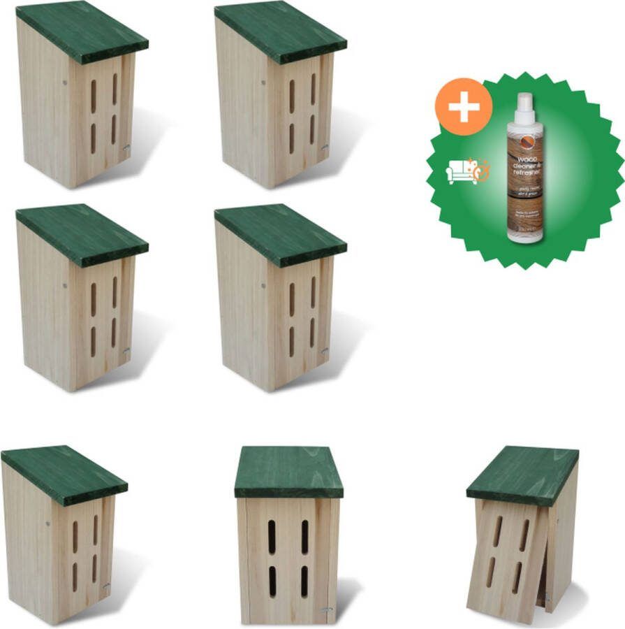 VidaXL Vlinderkast 14 x 15 x 22 cm (set van 4) Insectenhotel Inclusief Houtreiniger en verfrisser