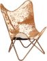 VidaXL Vlinderstoel echt geitenleer bruin en wit - Thumbnail 1
