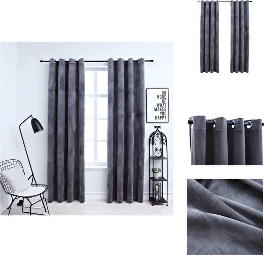 VidaXL Vloeibare fluwelen gordijnen 140 x 175 cm Antraciet Gordijn