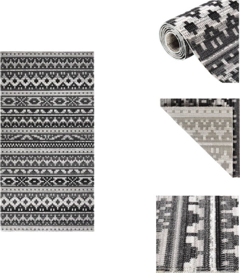 VidaXL Vloerkleed Buiten- en binnenkleed Donkergrijs 80 x 150 cm PP materiaal Buitenkeuken