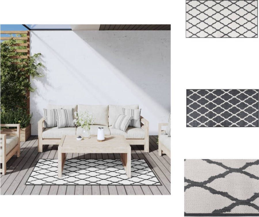 VidaXL Vloerkleed Buitentapijt 80x150 cm Omkeerbaar Polypropeen Grijs en Wit Buitenkeuken