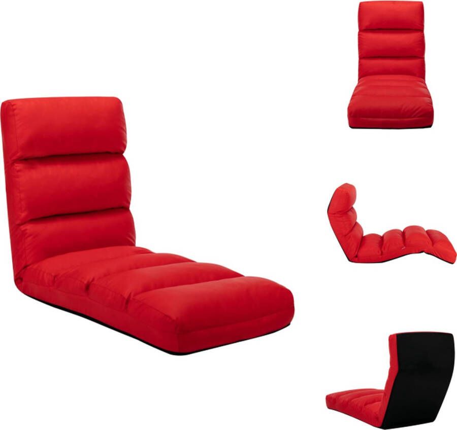 VidaXL Vloerstoel Loungebed Kunstleer Rood 175 x 56 x 20 cm Instelbaar Chaise longue