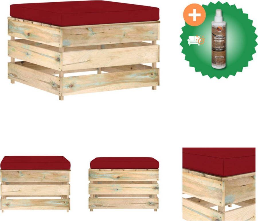 VidaXL Hocker sectioneel met kussen groen geïmpregneerd hout Tuinbank Inclusief Houtreiniger en verfrisser