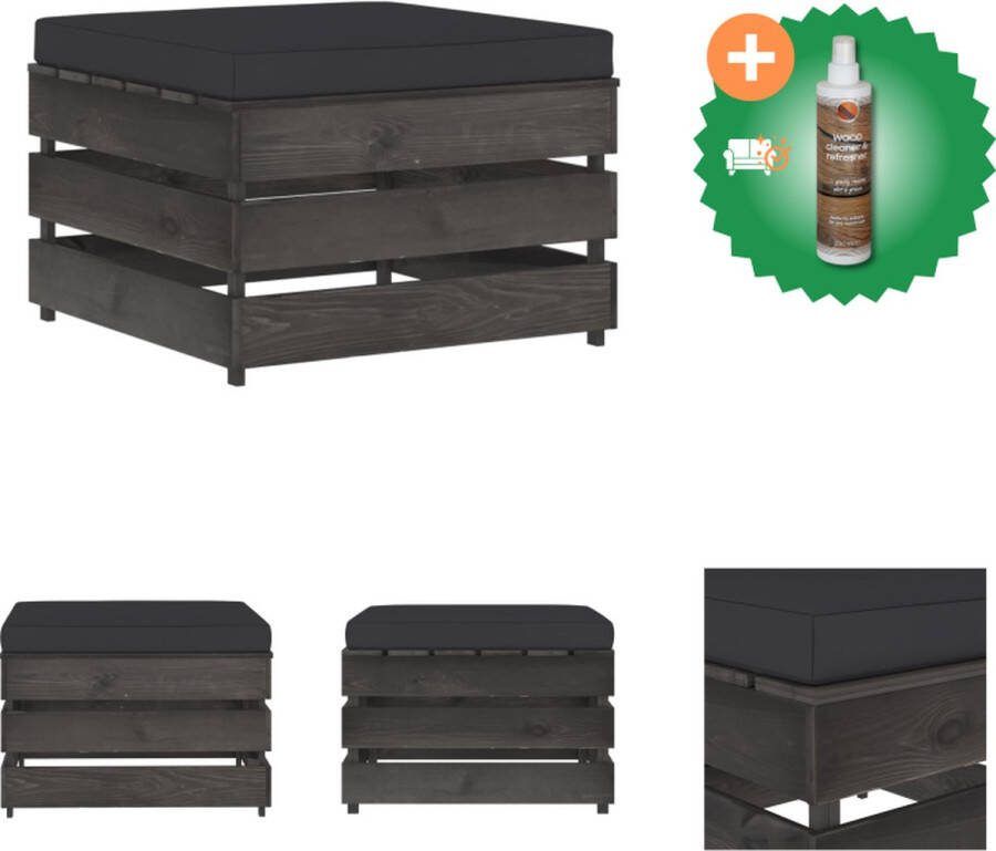 VidaXL Hocker sectioneel met kussen grijs geïmpregneerd hout Tuinbank Inclusief Houtreiniger en verfrisser