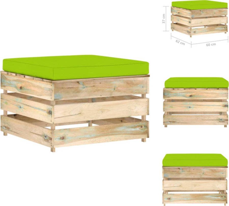 VidaXL Voetenbank Pallet Grenenhout 60 x 62 x 37 cm Groen Tuinbank