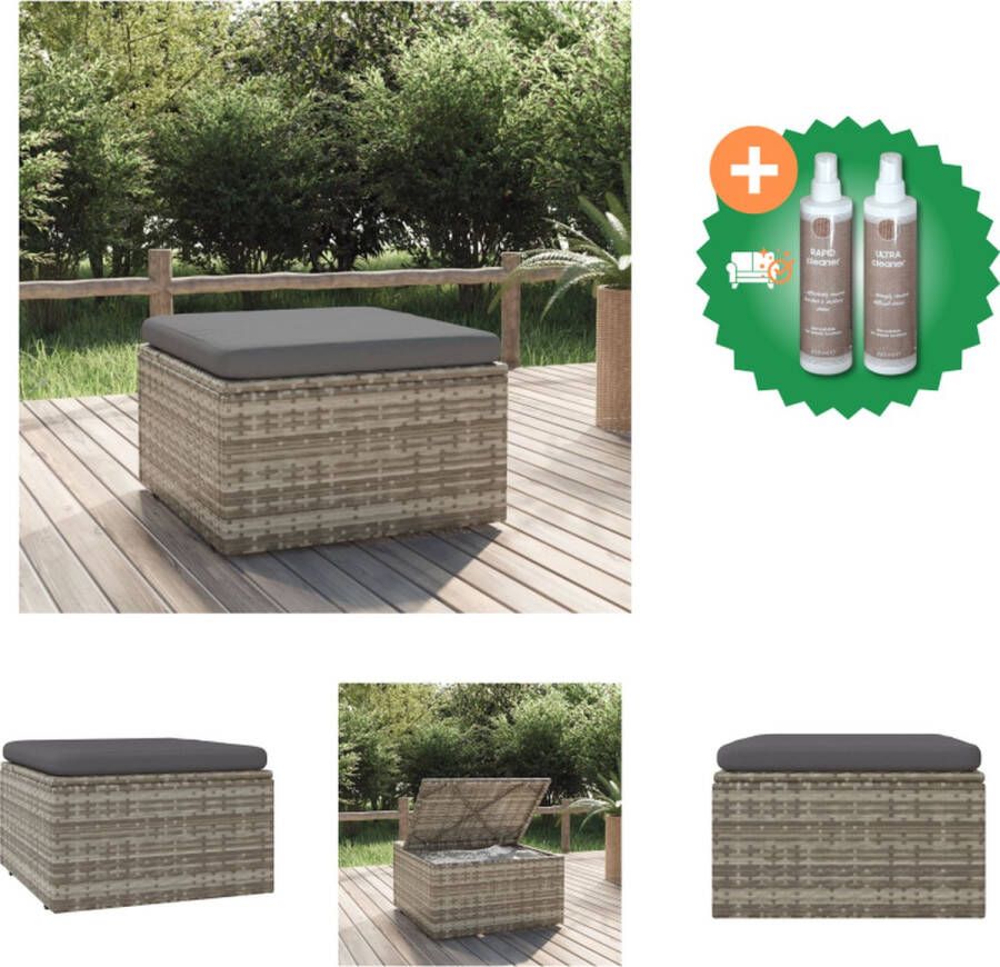 VidaXL Voetenbank Tuinmeubel 55x55x30 cm Grijs Inclusief kussen en waterdichte zak Loungebank Inclusief Onderhoudsset
