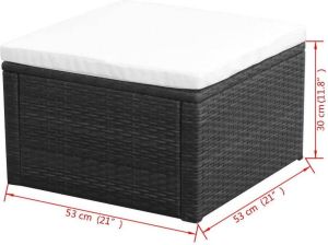 VidaXL Voetenbank poef zwart 53x53x30 cm poly rattan