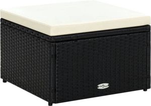 VidaXL Voetenbank poef Zwart 53x53x30 Cm Poly Rattan