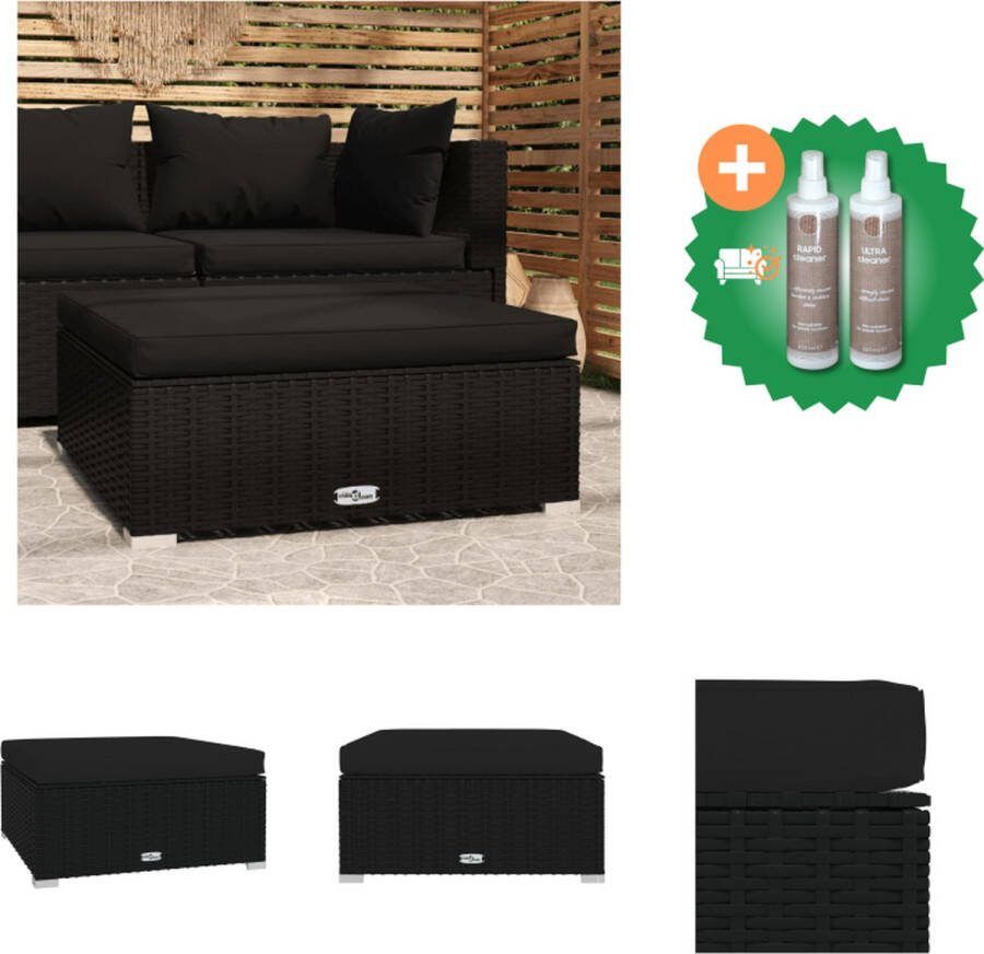 VidaXL Terraspoef Zwart 70x70x30 cm Waterdicht PE-rattan Stevig gepoedercoat stalen frame Inclusief zitkussen Montage vereist Tuinbank Inclusief Onderhoudsset