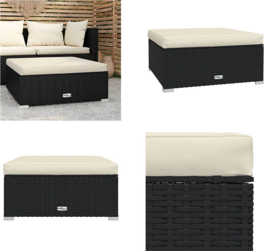 VidaXL Voetensteun met kussen 70x70x30 cm poly rattan zwart Voetensteun Voetsteunen Voetbank Poef